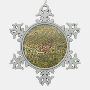Ornement Flocon De Neige Carte vintage de Houston le Texas (1891)