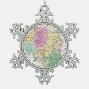 Ornement Flocon De Neige Carte vintage de la Belgique (1827)