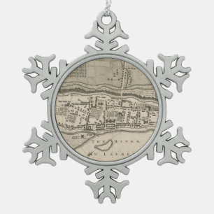 Ornement Flocon De Neige Carte vintage de Montréal (1758)