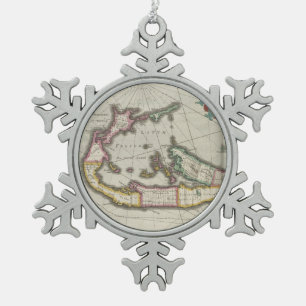 Ornement Flocon De Neige Carte vintage des Bermudes (1638)