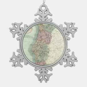 Ornement Flocon De Neige Carte vintage du Portugal (1801)