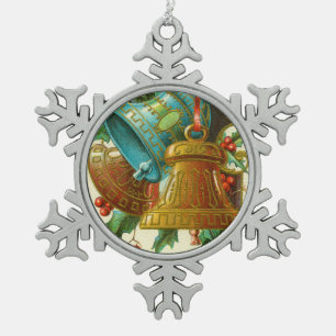 Ornement Flocon De Neige Cartes de vœux vintage de Noël, Cloches de Noël
