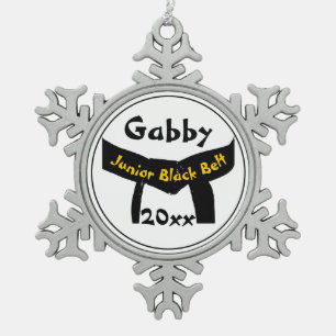 Ornement Flocon De Neige Ceinture noire junior d'arts martiaux datée