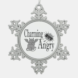 Ornement Flocon De Neige Charming mais en colère petit chat diable drôle ci