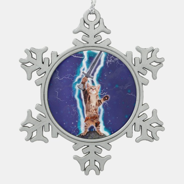 Ornement Flocon De Neige Chat guerrier tonnerre (Devant)