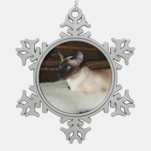 Ornement Flocon De Neige Chat siamois élégant