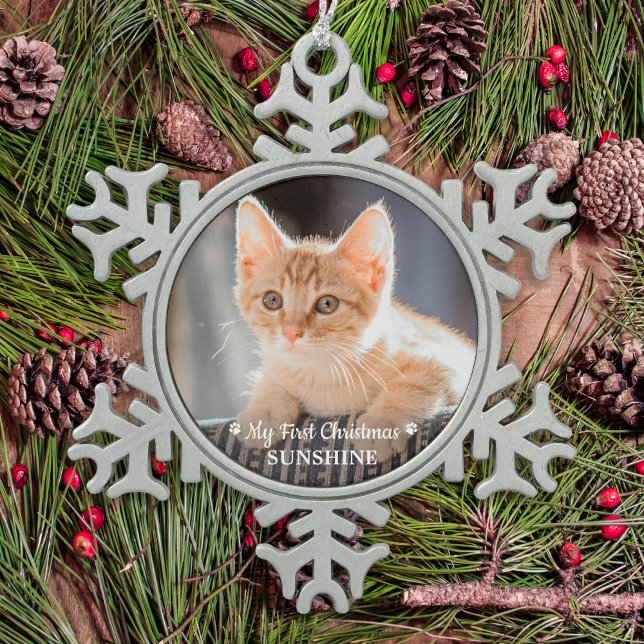Ornement Flocon De Neige Chaton photo pour animal de compagnie personnalisé (Créateur téléchargé)