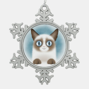 Ornement Flocon De Neige Chaton siamois curieux