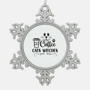 Ornement Flocon De Neige Chats Halloween sorcières de café Anniversaire