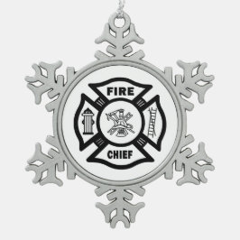 Ornement Flocon De Neige Chef des pompiers