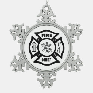 Ornement Flocon De Neige Chef des pompiers