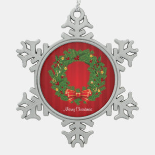 Ornement Flocon De Neige Chemise de Noël Vert et Rouge