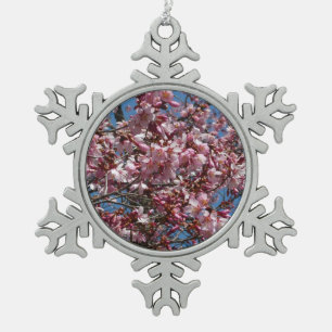 Ornement Flocon De Neige Cherry Blossoms et Blue Sky Spring Floral