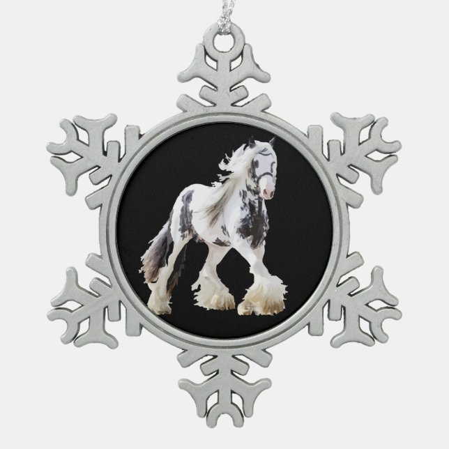 Ornement Flocon De Neige Cheval d'attelage Gypsy Mare Stallion (Devant)