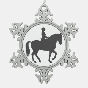 Ornement Flocon De Neige cheval féminin - Choisir la couleur arrière - pl