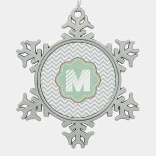 Ornement Flocon De Neige Chevron gris et blanc