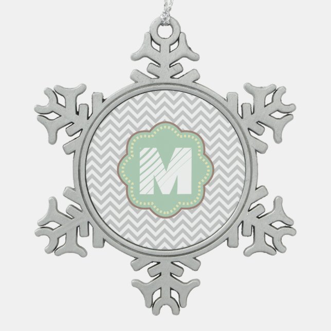 Ornement Flocon De Neige Chevron gris et blanc (Devant)