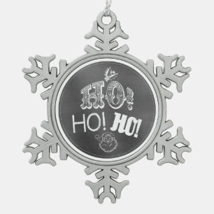 Ornement Flocon De Neige Chic Festif Tableau Noir Ho, Ho, Ho Père Noël
