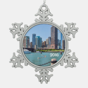 Ornement Flocon De Neige Chicago Skyline