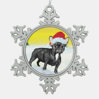 Ornement Flocon De Neige chien bouledogue français festif