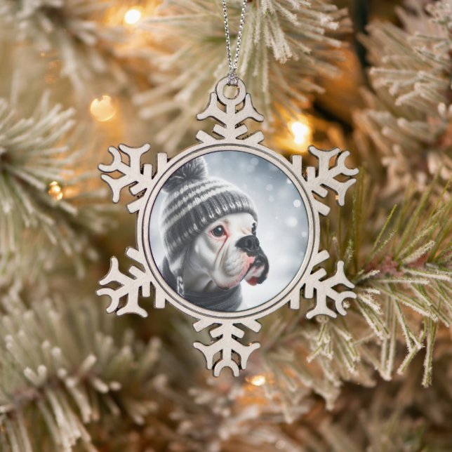 Ornement Flocon De Neige Chien de boxe en hiver (Arbre)