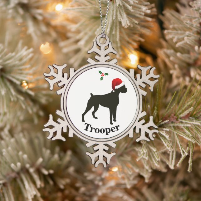 Ornement Flocon De Neige Chien de boxe personnalisé (Arbre)