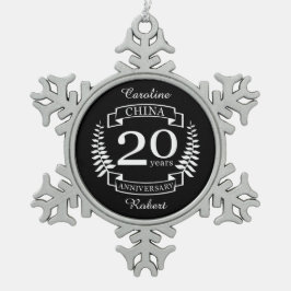 Ornement Flocon De Neige Chine Anniversaire traditionnel des mariages 20 an