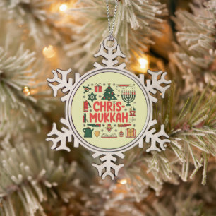 Ornement Flocon De Neige Chrismukkah Hanoukka Noël Juif Religieux