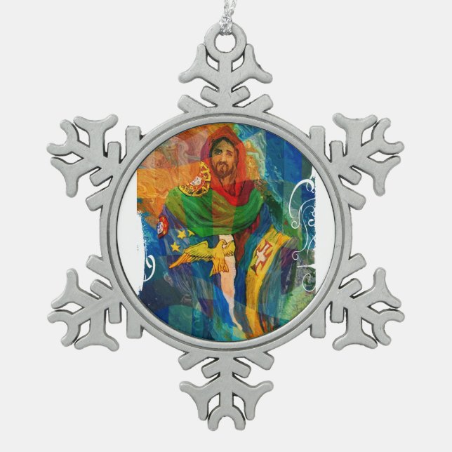 Ornement Flocon De Neige Christ pour le Portugal (Devant)