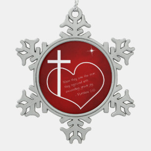 Ornement Flocon De Neige Christian Joyeux Noël rouge