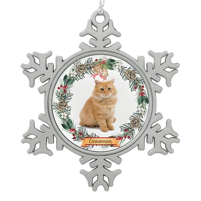 Ornement Flocon De Neige Cinnamon Cat Photo Personalized Snowflake Christma (Créateur téléchargé)