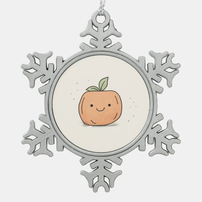Ornement Flocon De Neige Citrouille d'aquarelle Cute Kawaii (Devant)