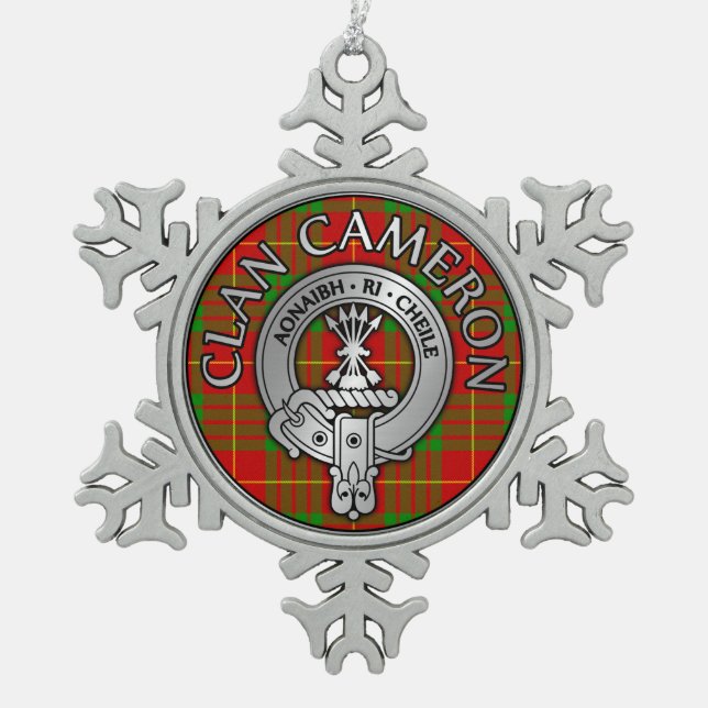 Ornement Flocon De Neige Clan Cameron Crest & Tartan (Devant)