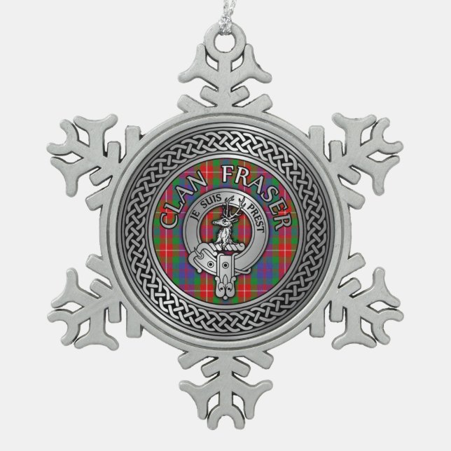 Ornement Flocon De Neige Clan Fraser Crest & Tartan Knot (Devant)