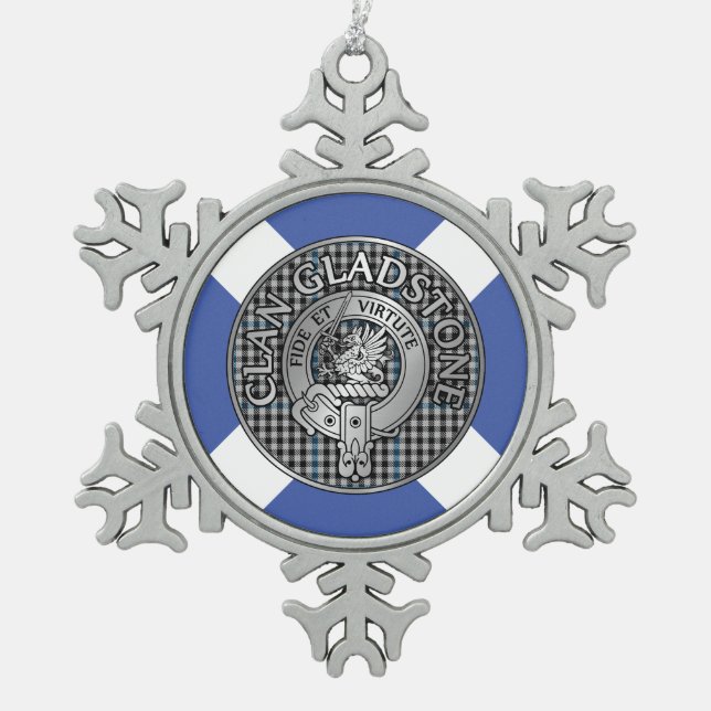 Ornement Flocon De Neige Clan Gladstone Crest & Tartan (Devant)