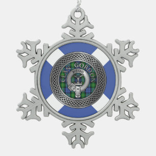 Ornement Flocon De Neige Clan Gordon Crest & Tartan Knot