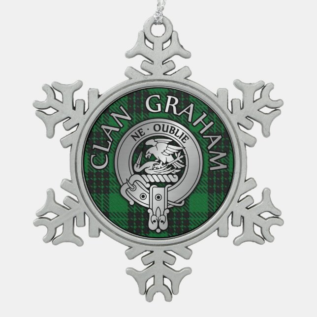Ornement Flocon De Neige Clan Graham Crest & Tartan (Devant)