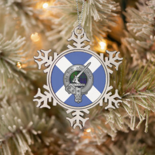 Ornement Flocon De Neige Clan Gunn Crest & Tartan sur Saltire