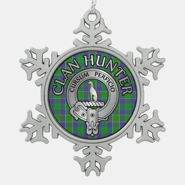 Ornement Flocon De Neige Clan Hunter Crest & Tartan (Devant)