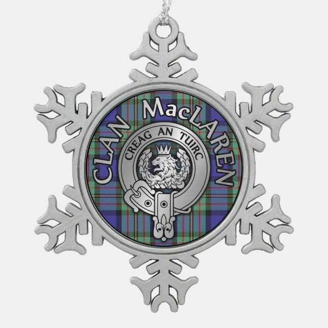 Ornement Flocon De Neige Clan MacLaren Crest & Tartan (Devant)