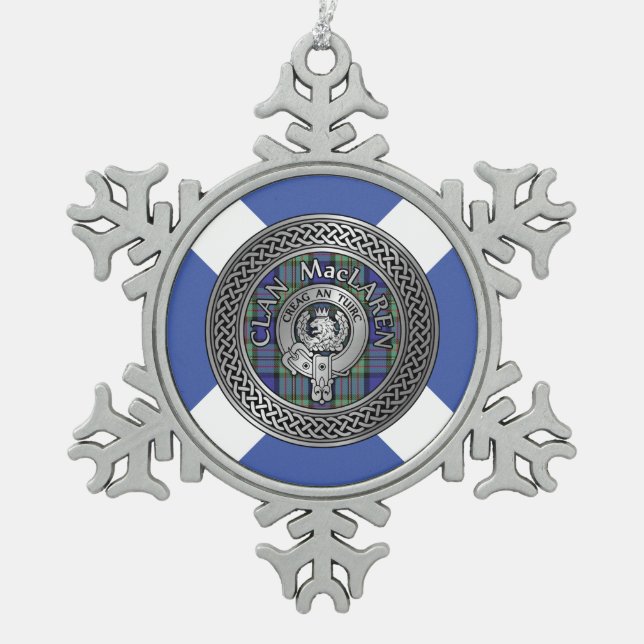 Ornement Flocon De Neige Clan MacLaren Crest & Tartan Knot (Devant)