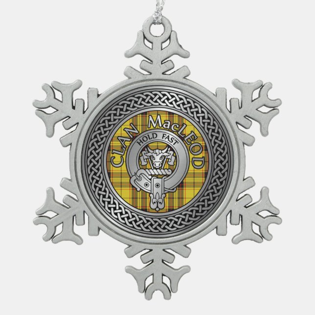 Ornement Flocon De Neige Clan MacLeod Crest & Tartan Knot (Devant)