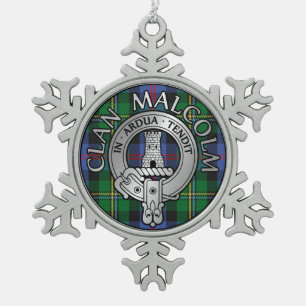 Ornement Flocon De Neige Clan Malcolm Crest & Tartan