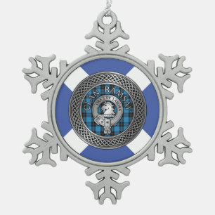 Ornement Flocon De Neige Clan Ramsay Crest & Hunting Tartan Knot