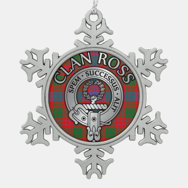 Ornement Flocon De Neige Clan Ross Crest & Tartan Knot (Devant)