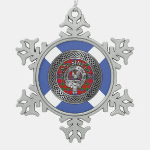 Ornement Flocon De Neige Clan Sinclair Crest et Tartan Knot