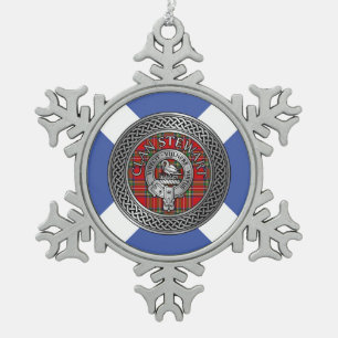 Ornement Flocon De Neige Clan Stewart   Stuart Blason & Nœud Tartan