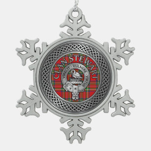 Ornement Flocon De Neige Clan Stewart Stuart Crest & Tartan Knot