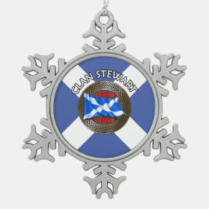 Ornement Flocon De Neige Clan Stewart Tartan Knot & Flag
