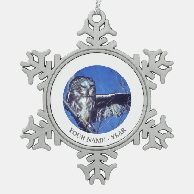 Ornement Flocon De Neige Cligner de l'oeil le hibou (Devant)